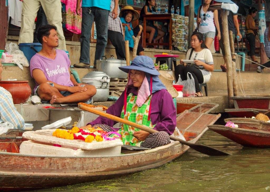 Floating market in Damnoen Saduak in Thailand