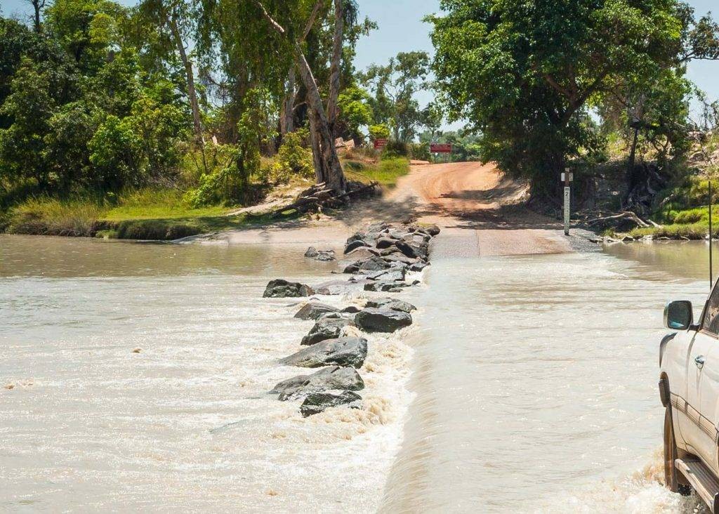 Avoiding crocodiles at Cahills Crossing in Kakadu National Park - Northern Territory Australia