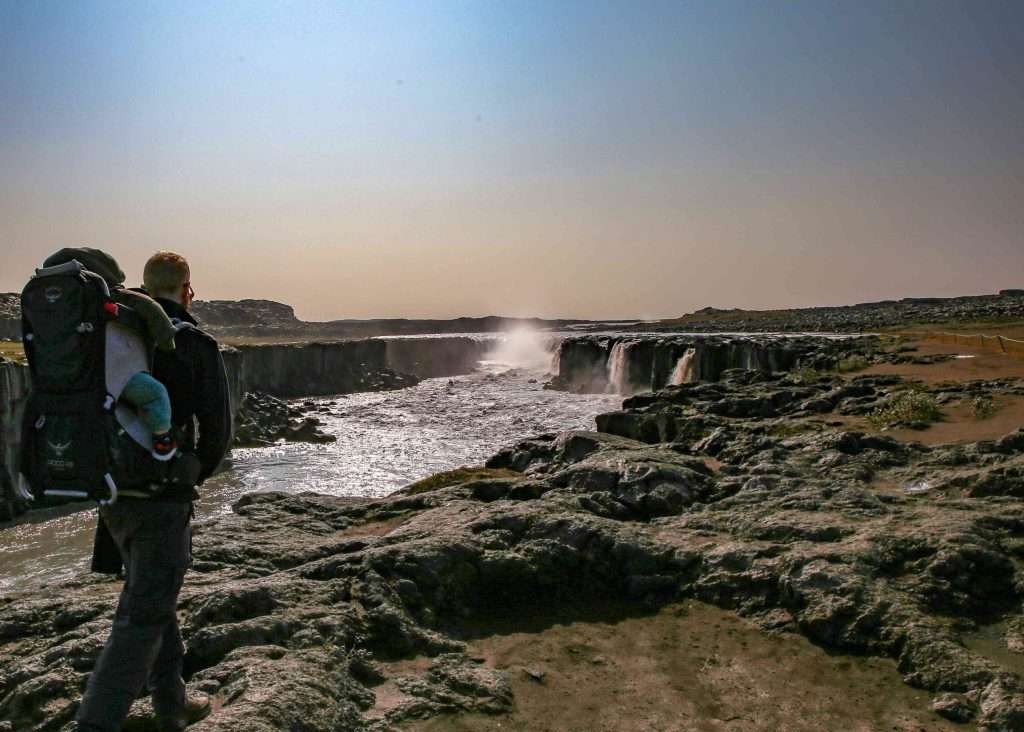 Walking up to Selfoss waterfall in Iceland