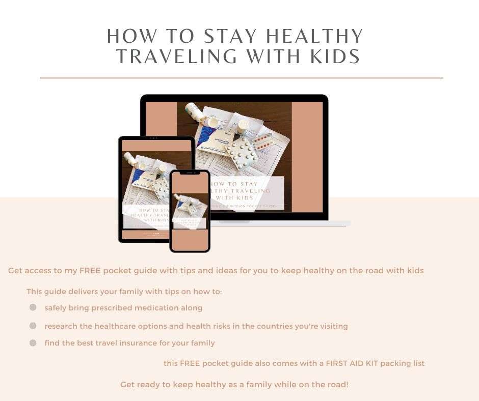 Get my free pocket guide: how to stay healthy traveling with kids