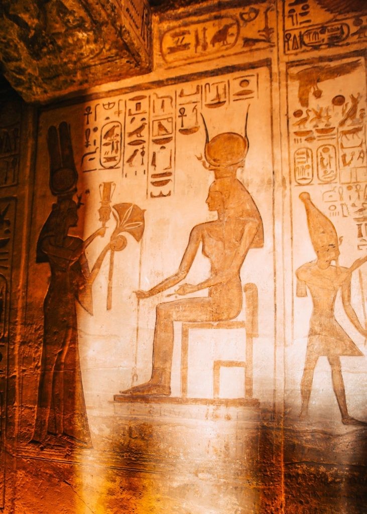 Detail inside temple of Nefertari and Hathos in Abu Simbel - Egypt