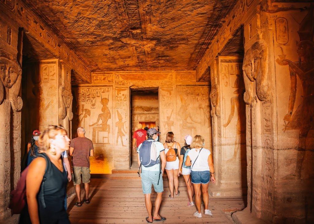 Hall near the entrance of the temple of Nefertari and Hathor in Abu Simbel - Egypt