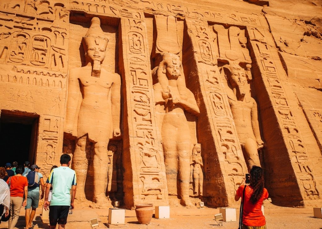 Right side of the facade of the Temple of Ramses II in Abu Simbel - Egypt