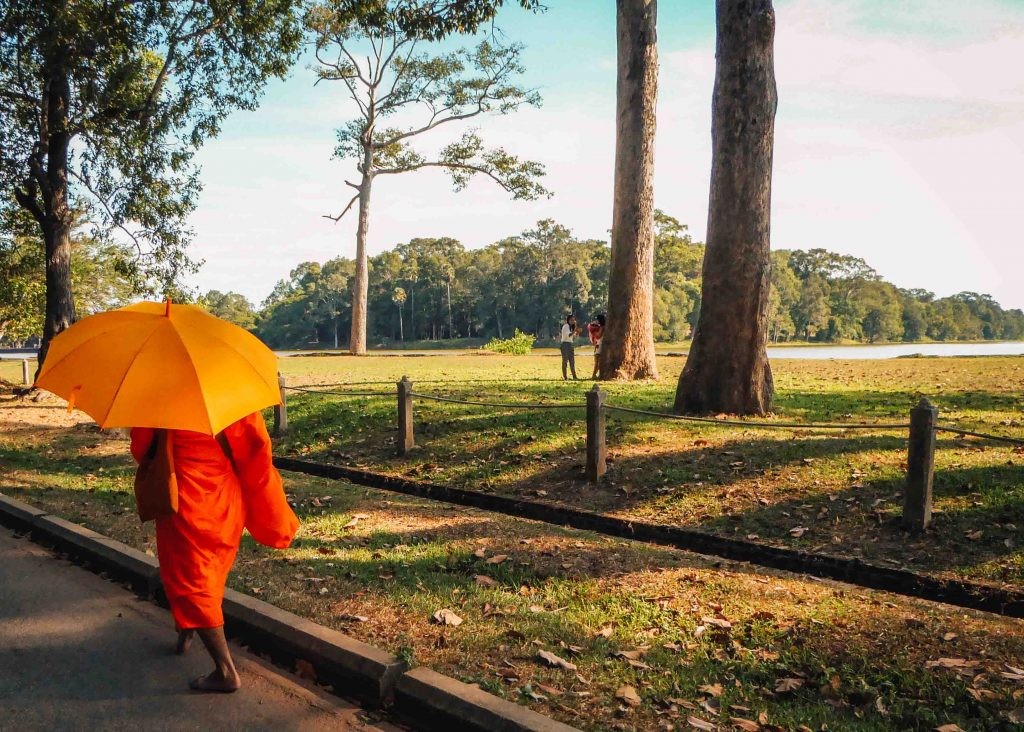 Monk taking a stroll in Battambang - Cambodia