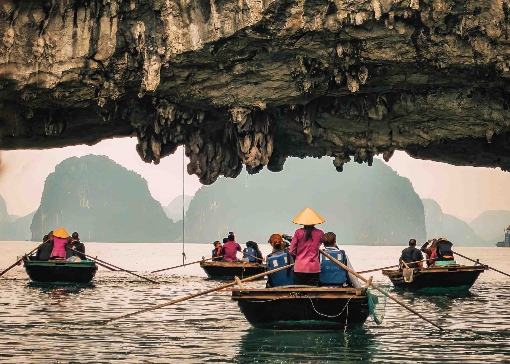 Exploring Halong Bay on a sampan - Vietnam