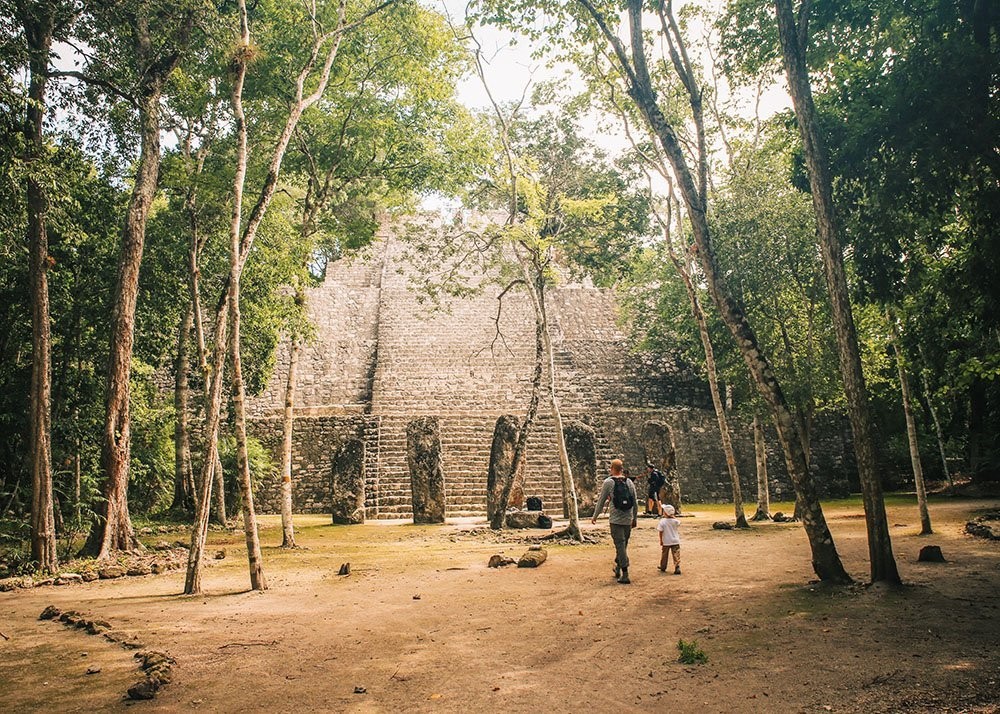 Walking towards Structure II at the Calakmul Ruins in Mexico
