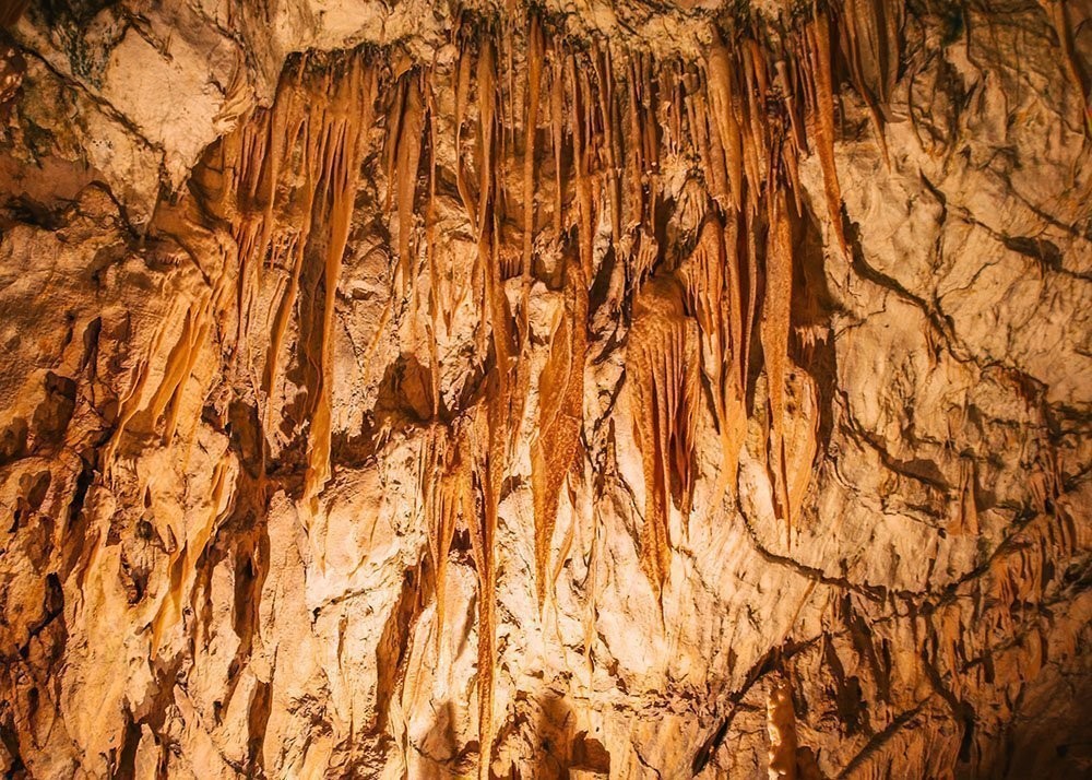 Stalactites in the stunning underground river in the cave Rio Secreto in Playa Del Carmen in Mexico