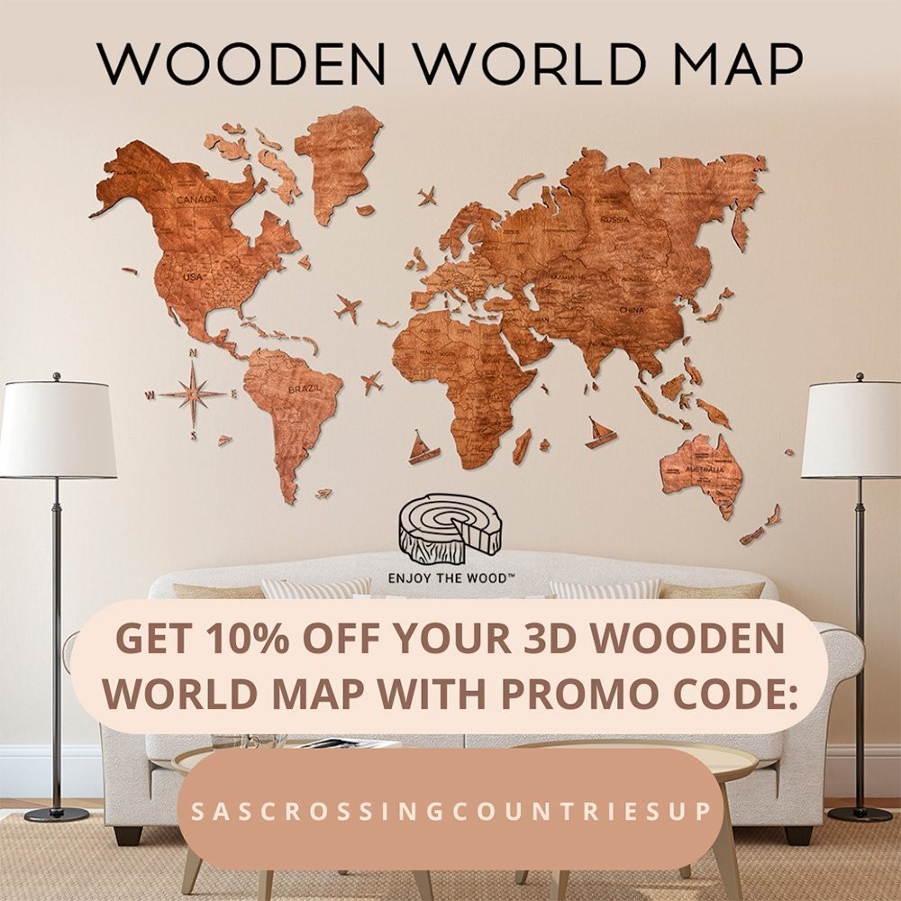 Buy your 3D wooden world map @ Enjoy The Wood with 10% discount code SASCROSSINGCOUNTRIESUP